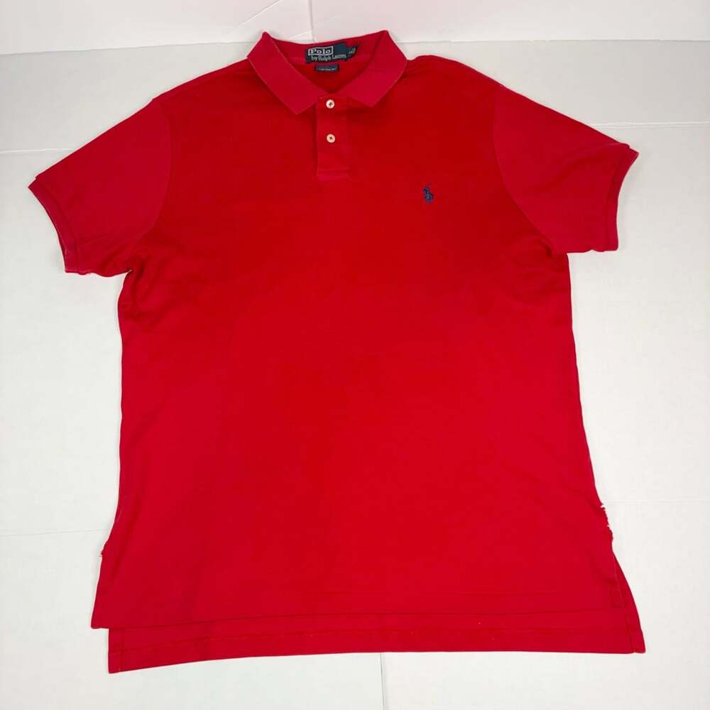 Polo Ralph Lauren Red Men Custom Fit Cotton Polo Shirt Size Large